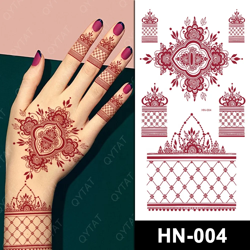 

New Designs Women Girls Full Hand Temporary Brown Red Maroon Henna Tattoo Tatouage Indien