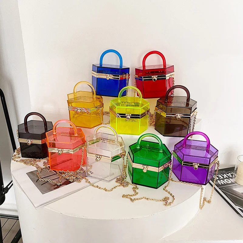 

Acrylic hexagon box bag shoulder bag purse luxury handbags for women purses handbags