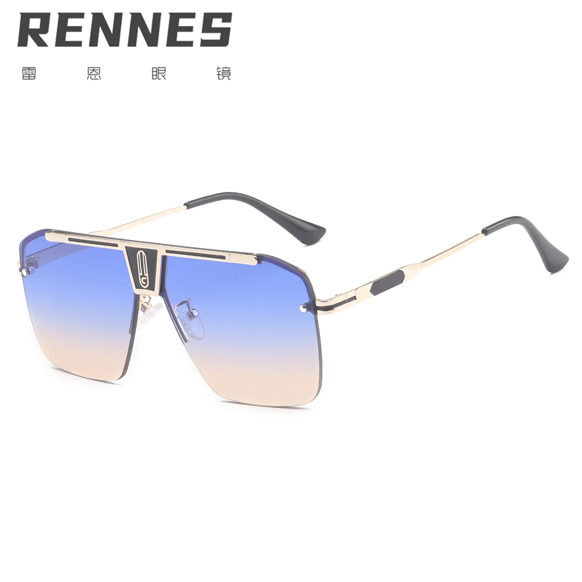 

RENNES 2021 new all-in-one lens one-piece glasses retro sunglasses trendy street shot cross-border sunglasses 2576