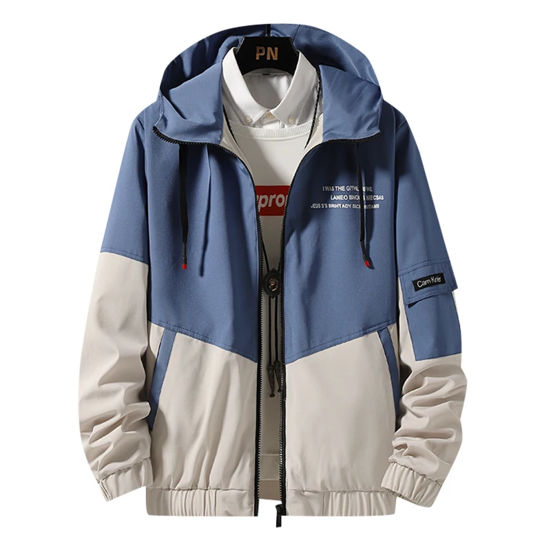 

Men's color matching casual Hooded Jacket wholesale