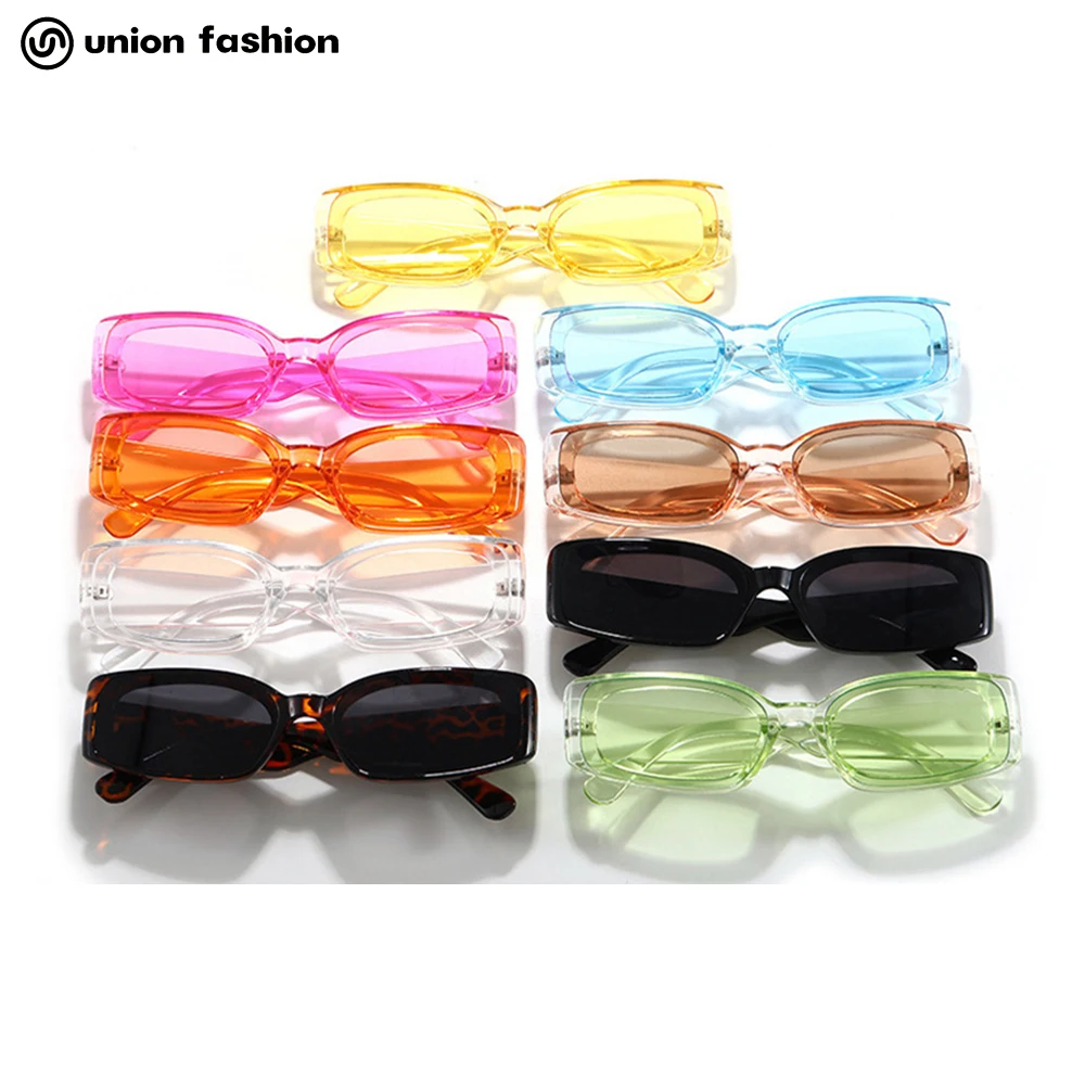 

New Fashion Wholesale Vintage Rectangular Shades Small Square Coloured Sunglasses for Men Women