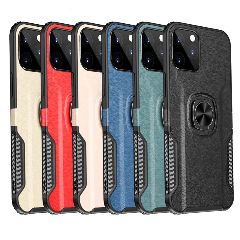 

For iPhone 12 Pro Max Shockproof Hybrid PC + TPU Ring Holder Phone Case with 360 Rotatable bracket Car Mount, Black,blue,gold,red,rose gold , navy green