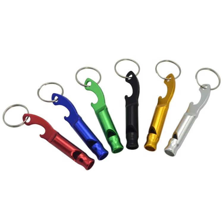 

Wholesale Aluminum Alloy Bottle Opener Whistle Basket Match Whistle Sports Referee Metal Whistle