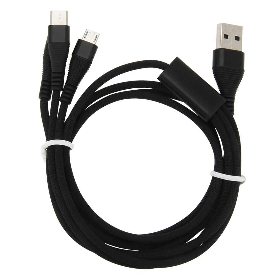 120cm 3 in 1 USB Charger Cable For iPhone & Micro USB & Type C Cables Fast Charging Charger Cord for iPhone X Samsung S10 - ANKUX.COM