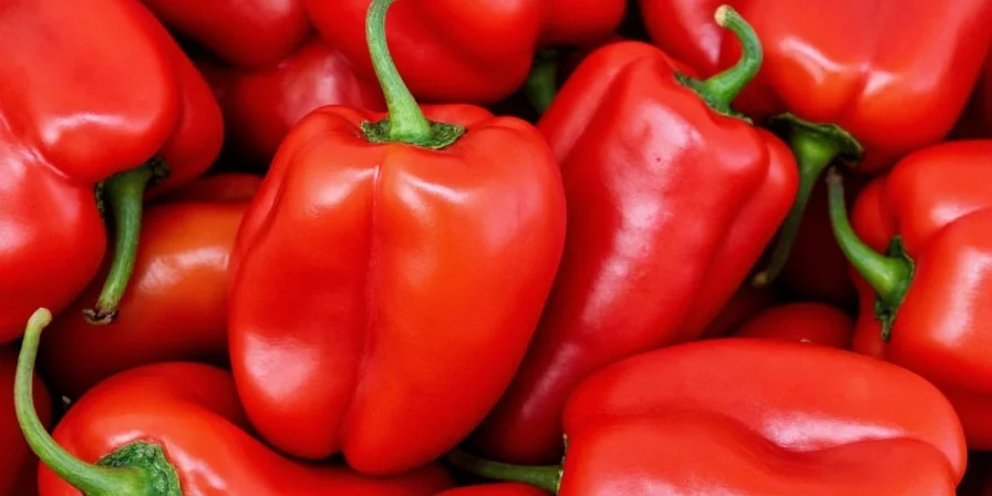 Red serrano peppers displayed next to oranges and other healthy foods