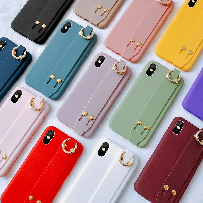 

Customized Candy Color TPU Wrist Strap Phone Case for iPhone 11