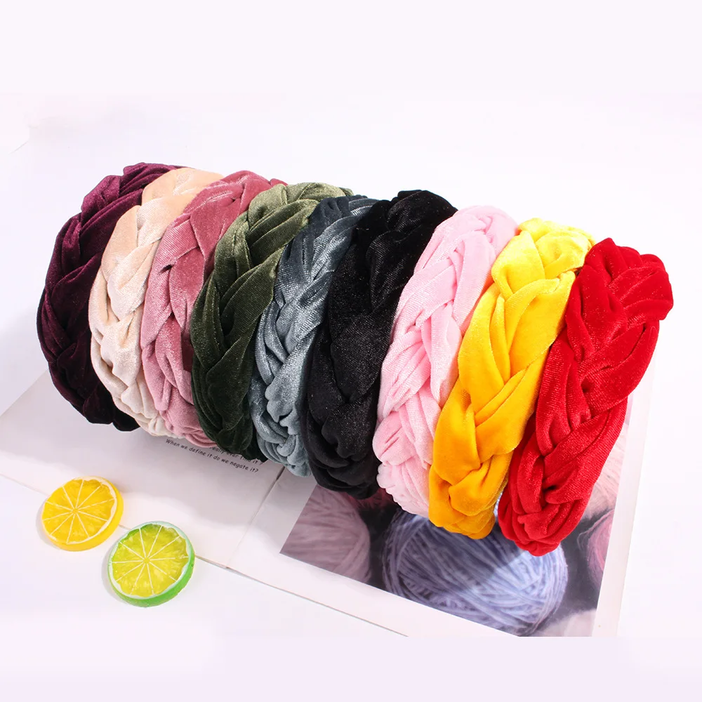 

Braids hairband braided hair flannel solid color wide-brimmed headband fashion hair accessories, Colors