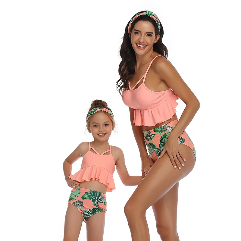 
wholesale two piece High waist cute mom and daughter swimwear 