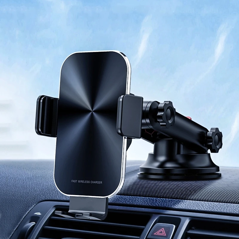 

15W Qi Quick Charge Mobile Charger Wireless Phone Holder Car Fast Charger, Black