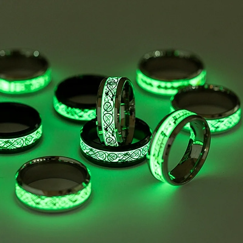 

ShangJie OEM anillo luminous Fluorescent Retro vintage dainty men stainless steel ring, Optional