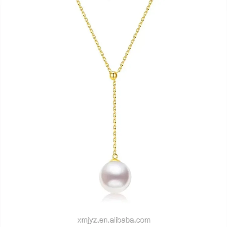 

Certified 18K Gold Y-Shaped Pearl Chopin Adjustable Bead Chain Au750 Color Gold O-Shaped Chain Water Shell Jewelry Gold