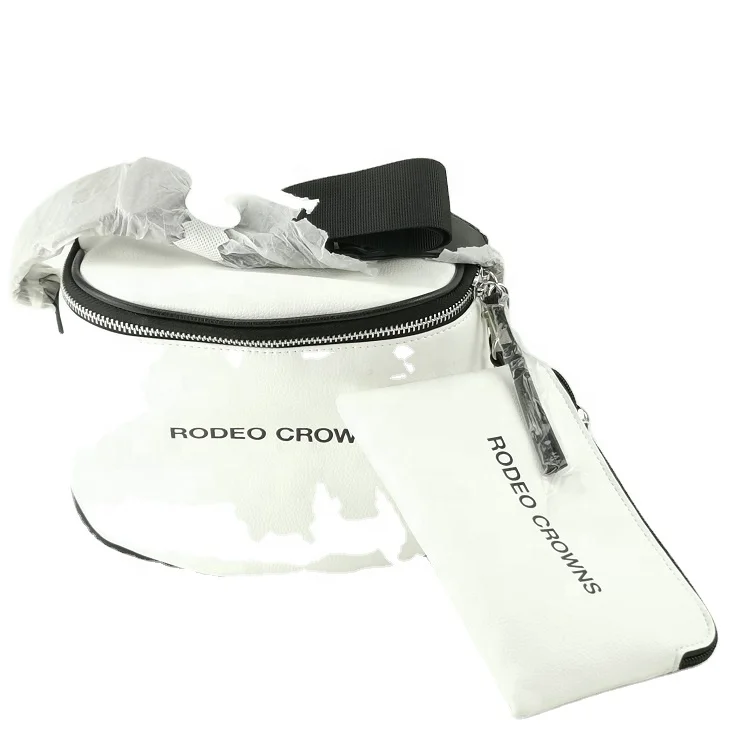 

Japan Style Waist Pack PU Crown Leather Handbags with Satchel for Girls, White