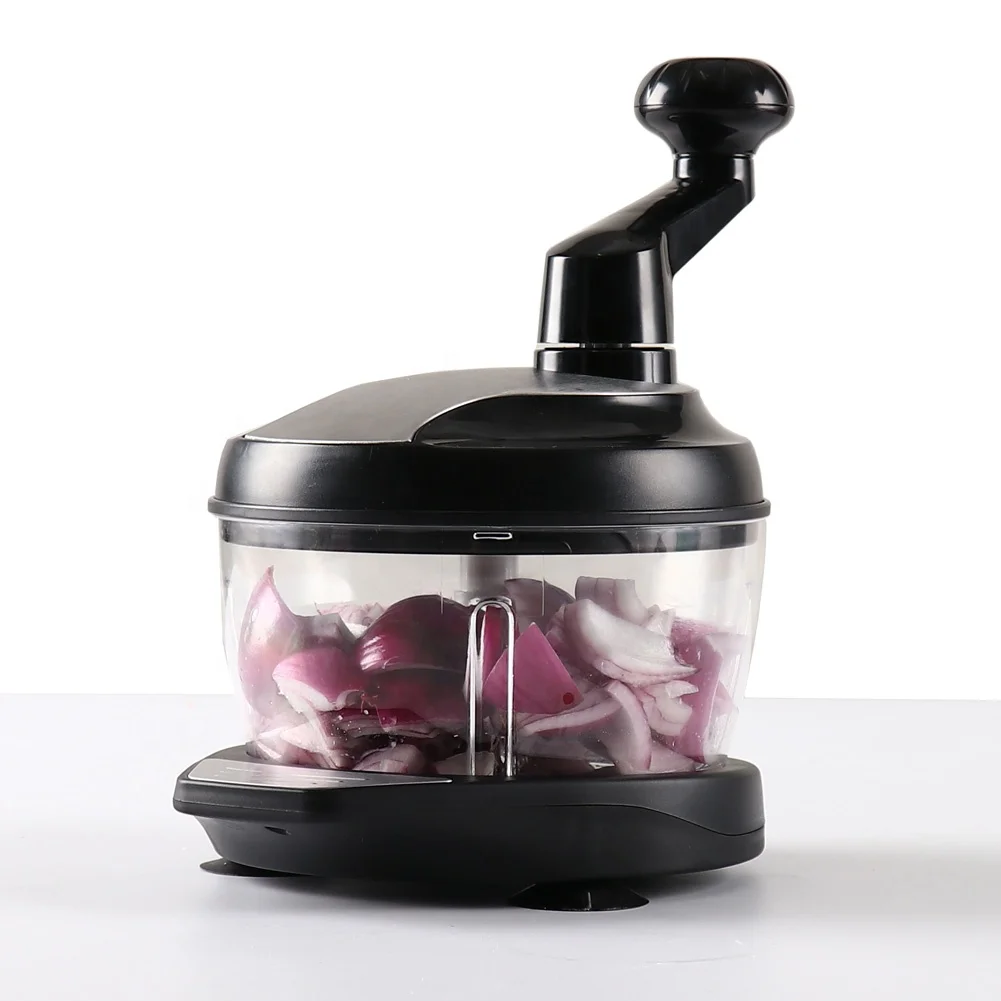 

1600ML heavy duty multifunctional manual hand crank vegetable chopper slicer of 3 blades with egg white separator, Black=silver