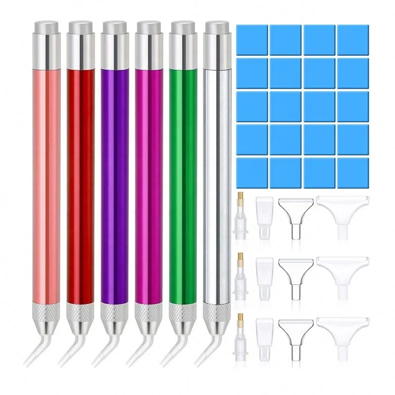 

Moonzero Light Aluminum Alloy 6 Pieces Led 5D Diamond Painting Drill Pen Tool Kits For Nail Art Diy Craft