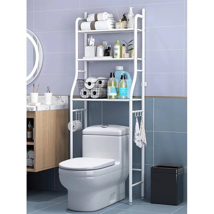 

Hot sale three-layer black metal space-saving toilet shelf with Toilet shelf organizer, White or black