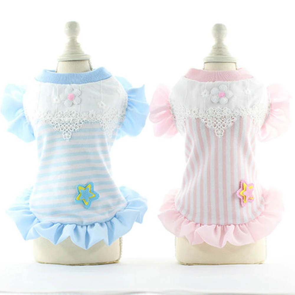 

Wholesale Custom Logo Cute Small Puppy Dog Summer Shirt Pet Clothes, Blue,yellow,pink