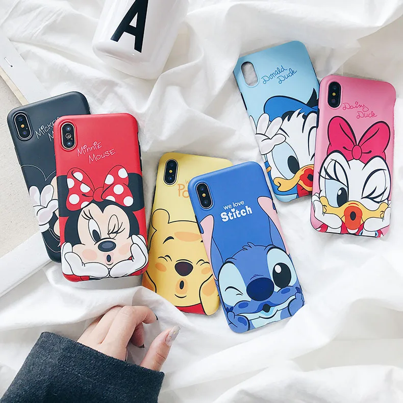 

for iPhone 11 Pro Max 11 X Xs 7 8 Cartoon Animals Cute Mickey Minnie Mouse Stitch Soft Case, Colorful