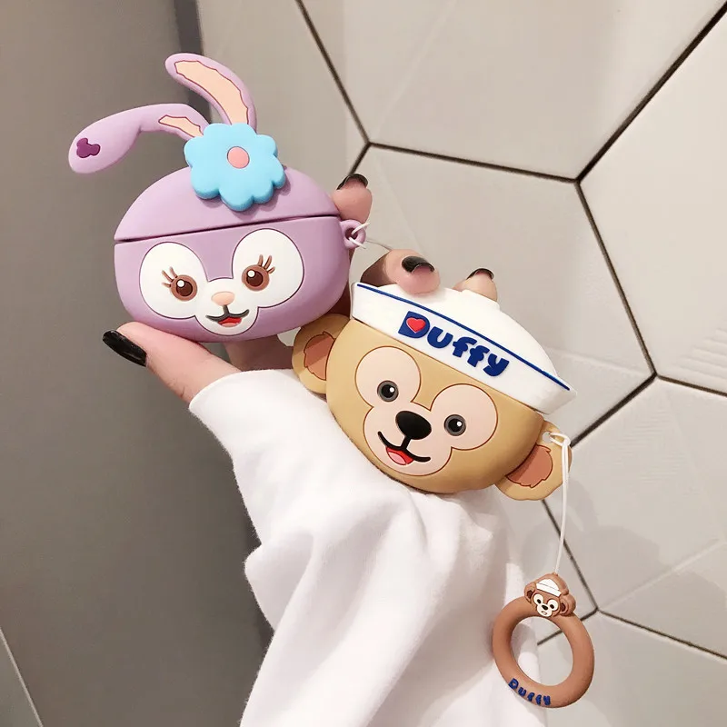 

3D Cute Cartoon Duffy Bear Bunny Gel Case for Apple for Airpods Pro 1 2 Headphone Cover, Colorful