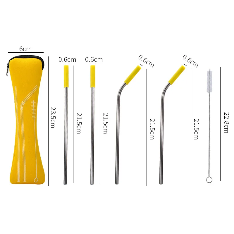 

New design stainless steel metal reusable drinking straws with case