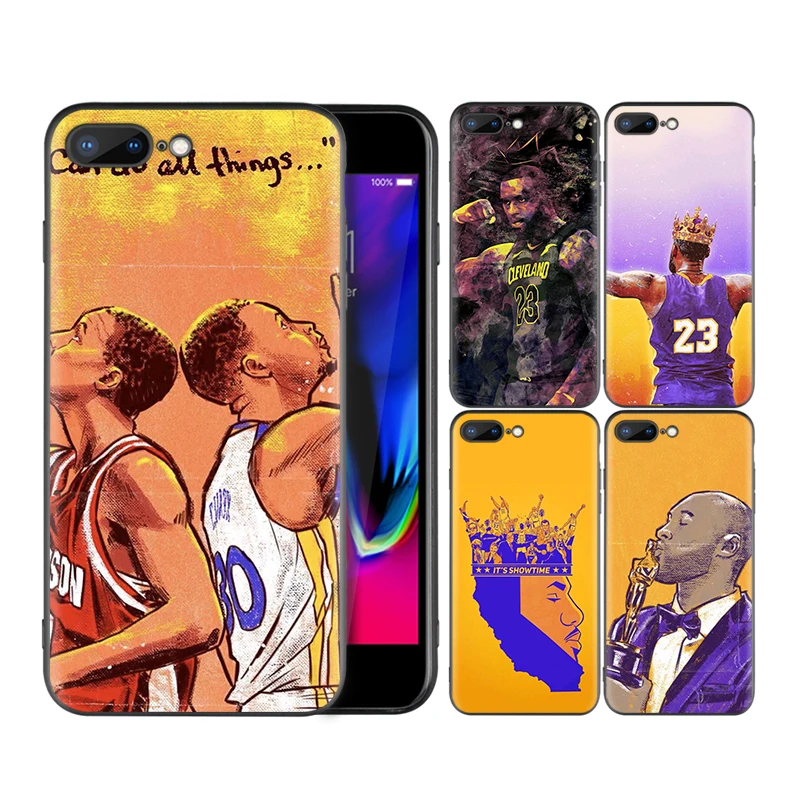 

Customized Print Basketball Player Design Matte Soft TPU Silicone Phone Case for iPhone 6 7 8 11 12 XS Mobile Cover, Black