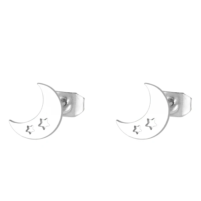 

The new titanium steel stainless steel hollow star moon earrings simple natural wind hypoallergenic jewelry
