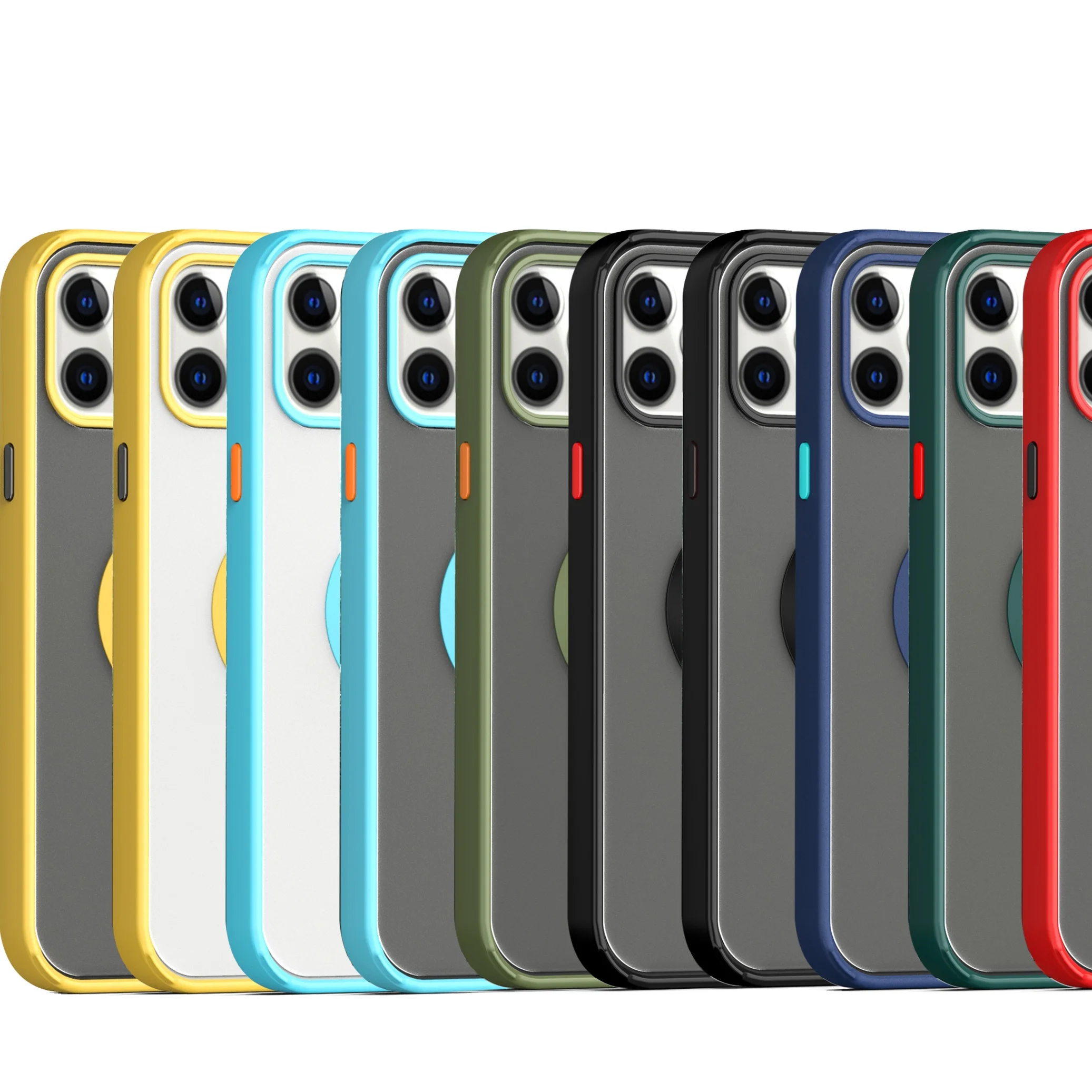 

New model For Iphone 12 pro cases magnetic Car Ring Phone Case tpu hard pc shockproof metal ring For Iphone 12 case