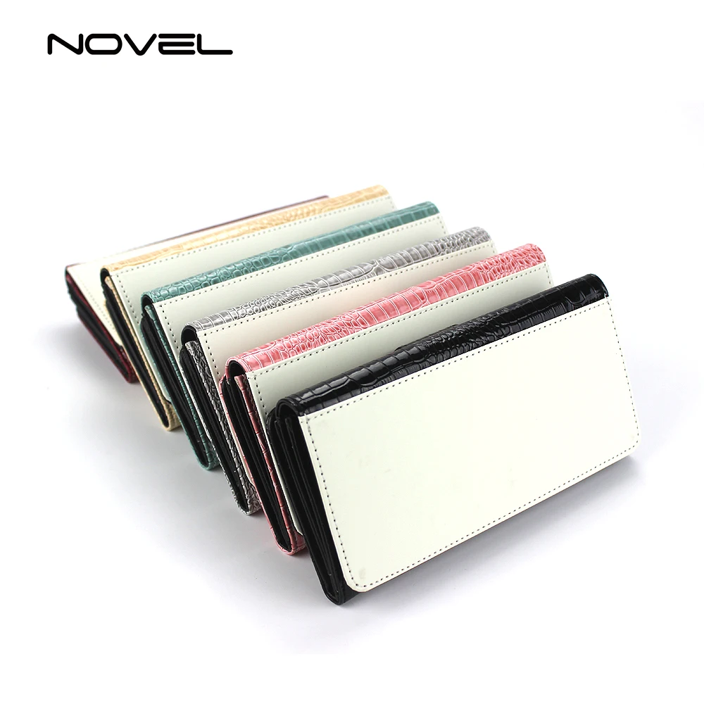 

Sublimation Blank PU Leather Women Wallet Crocodile Grain Purse for Lady, Black, red, pink, yellow, green, grey