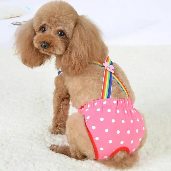 

Girl Dog Cotton Safety Pants Diaper Washable Male Pet Dresses pet accessories clothes, Red,black,yellow,pink,green