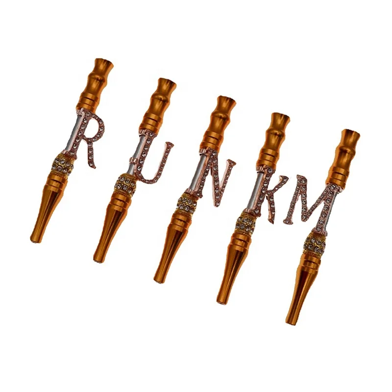 

Gold Diamond Letter Series Hookah Tips Smoking BluntHolder Hookah Sheesha Mouthpiece, Multi-color