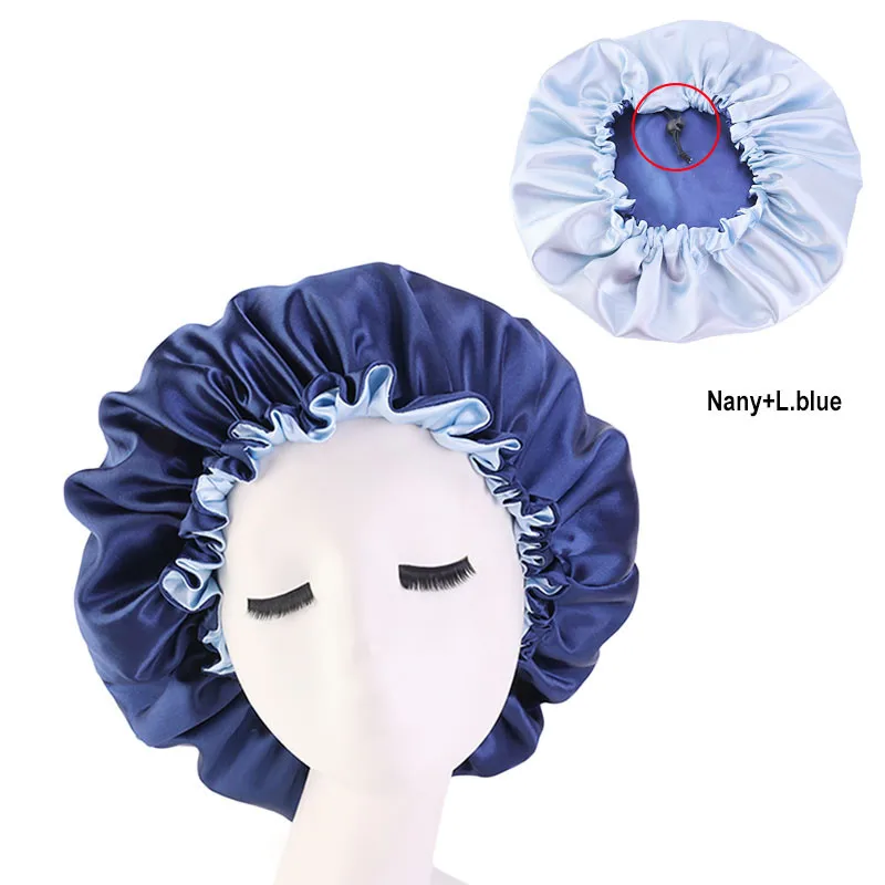 

Hot sale quality fashion double layer hair turban women silk head satin bonnet headband head wrap hair accessories