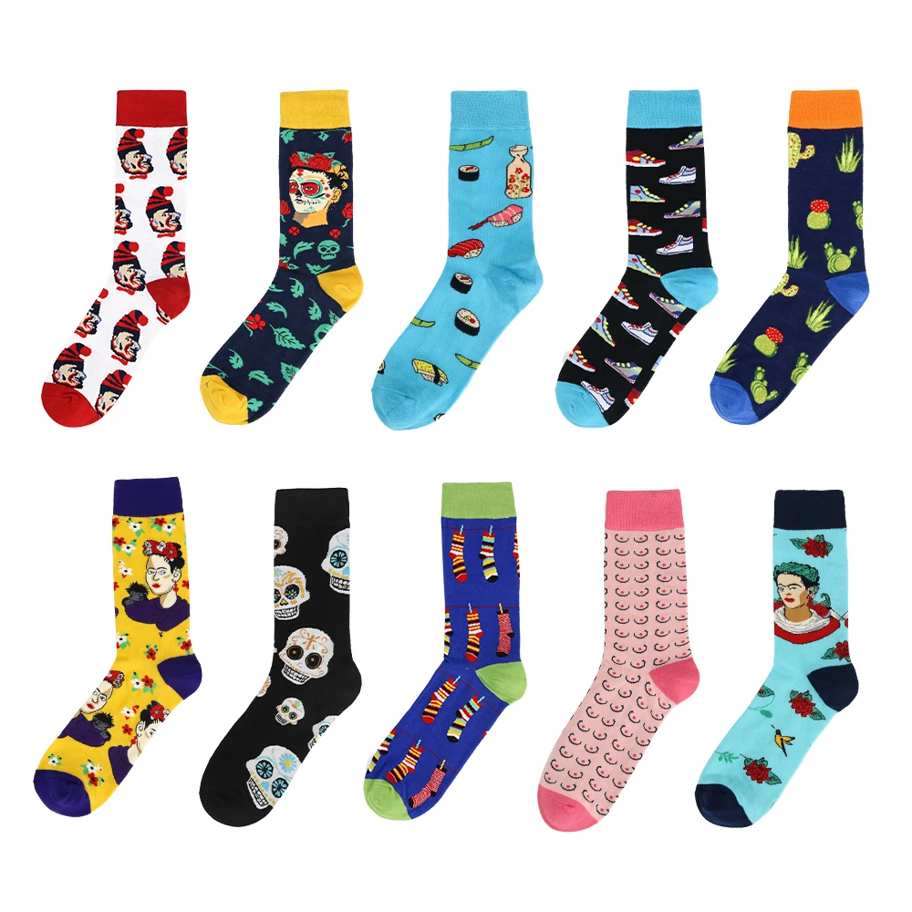 

VCANFASHION casual professional design happiness socks wholesale cotton men colorful funny happy cotton slouch socks men, Custom color