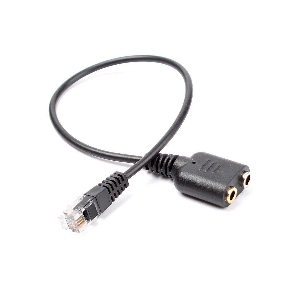 

25cm Dual 3.5mm Audio Jack Female to Male RJ9 Plug Adapter Convertor Cable for PC Computer Headset Telephone