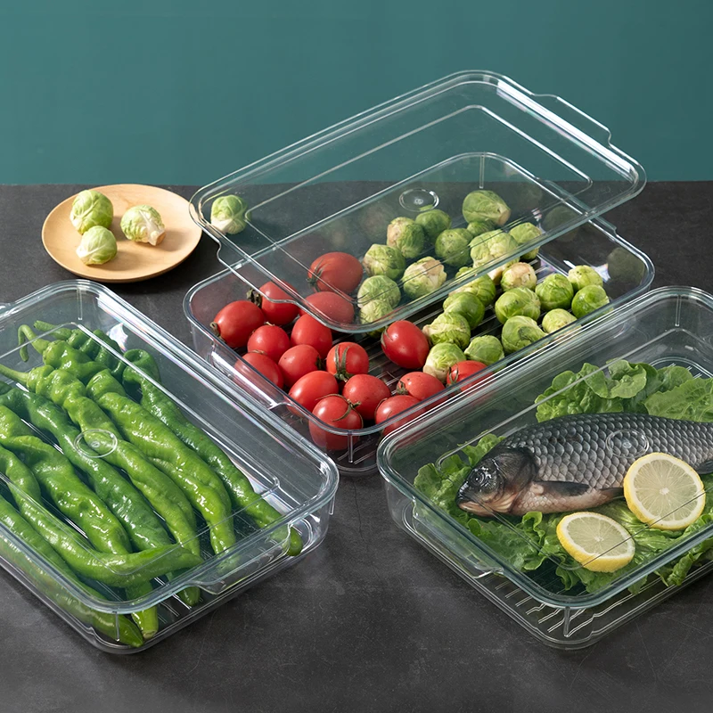 

Refrigerator Rectangular Freezer Box Kitchen Storage Fresh-keeping Plastic Boxes Storage, Transparent