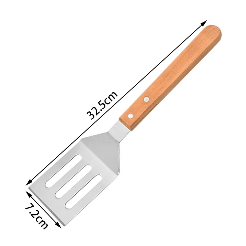 Image of Stainless Steel BBQ Spatula Multifunction Grill Spatula with Wooden Handle for BBQ grills and kebabs