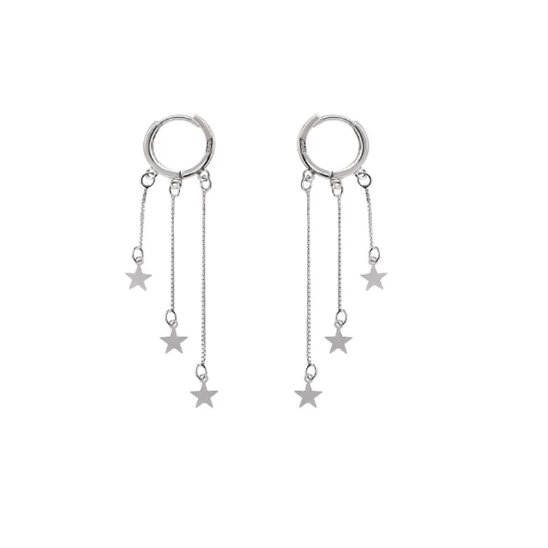 Factory Wholesale 925 Sterling Silver Star Pendant Hoop Earrings for Women Jewelry 2023