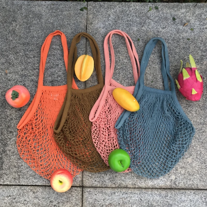 Reusable Net Zero Produce Bags Washable Cotton Mesh Bags For Vegetables