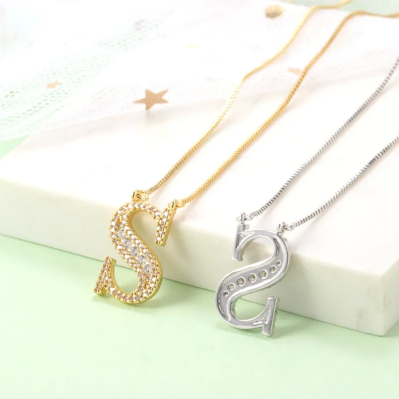 

Fashion jewelry lady sparkle gold initials Necklace Pendant