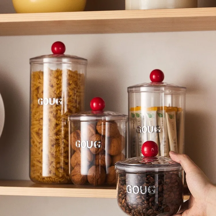 PET Plastic Airtight Food Storage Container Box Seal Round Shaped Dry Sealed Jar Transparent Dry Food Storage Tank