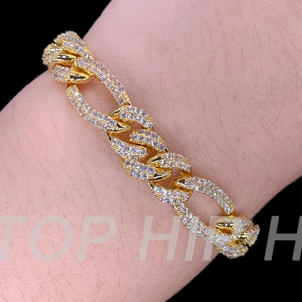 

hip hop jewelry supplier fashionable Zircon cuban link bracelet women bracelet Luxurious Crystal Bracelet thin thorn shape, Gold, silver