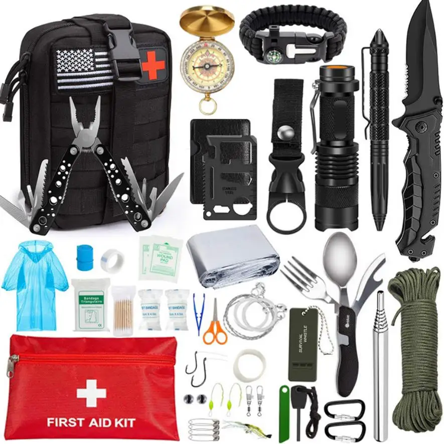 

Disaster Emergency Tactical Survival Kit and First Aid Kit SOS with Bag