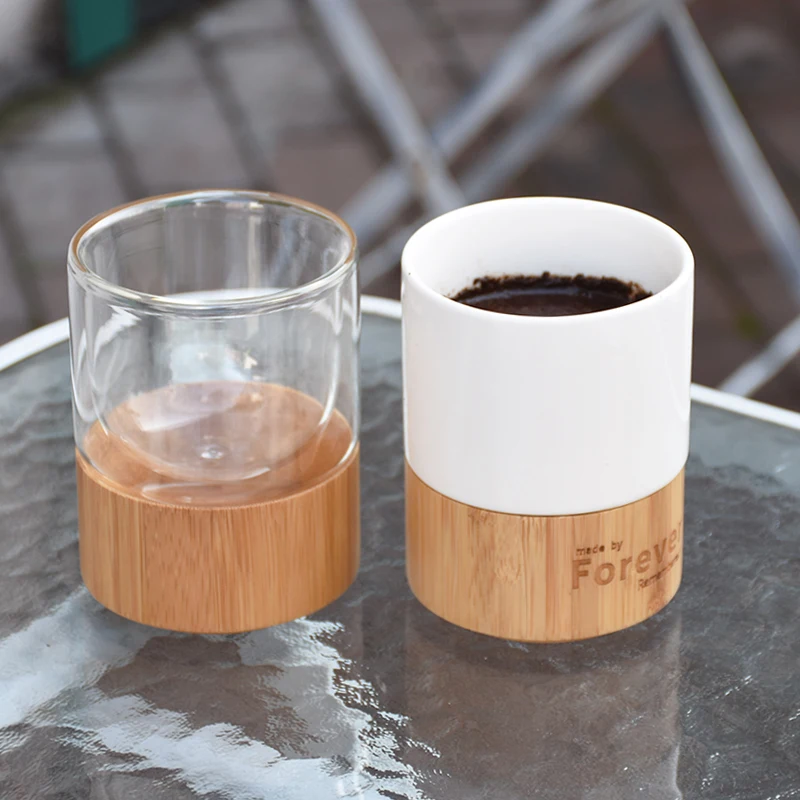 

Best Match Custom Logo Print Stainless Steel Reusable Bamboo Cup With Lib, Natural bamboo color