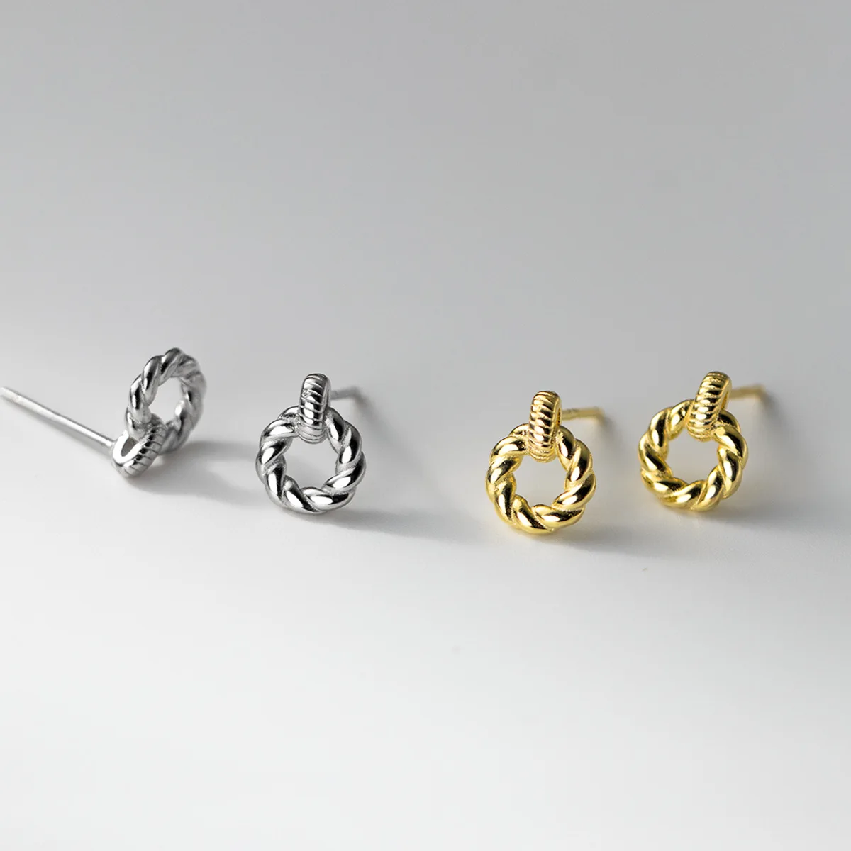 Fashion Jewelry 925 Sterling Silver Twisted Geometric Stud Earring for Women 18K Gold Plated 925 Silver Earring Piercing Jewelry