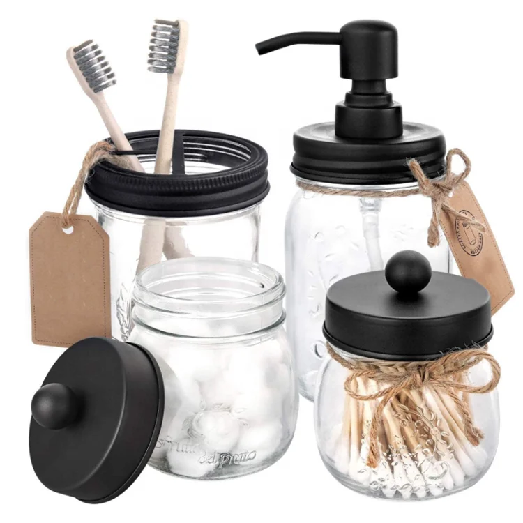 Augneveres Pot De Brosse À Dents Mason Jar Large Mouth Bouteille En Verre Portedistributeur De Savon Ensemble D/'accessoires De Salle De Bain Ne Contient Pas Le Contenu Du Pot 1319984465in first-rate