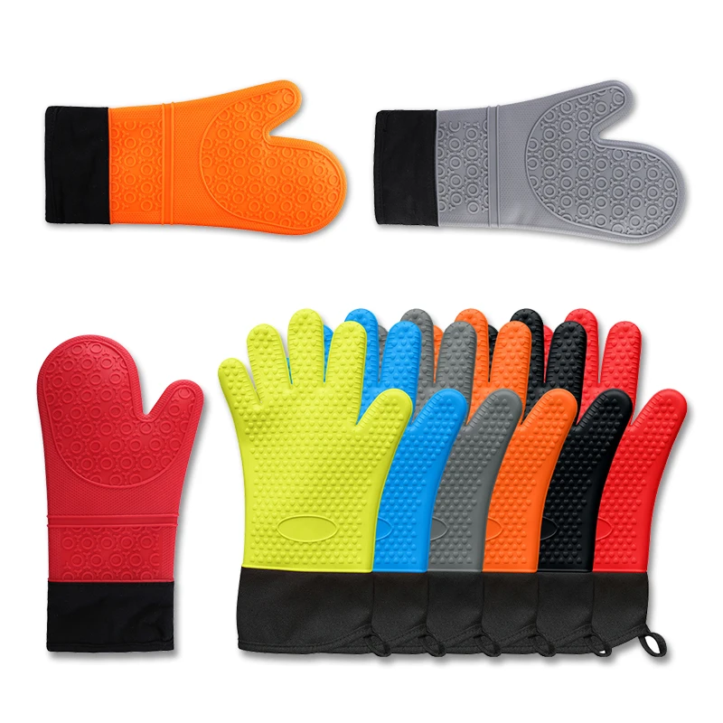 

Safety Baking Cooking Grill Heat Resistant Kitchen Silicone Microwave Oven Mitts Bbq Gloves