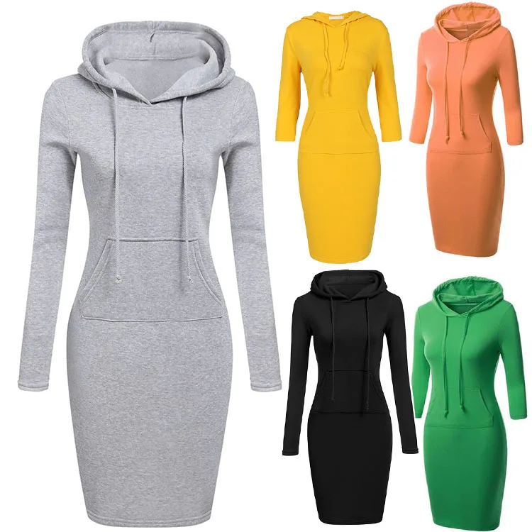 

New fashion hooded women's loose winter plus size sweater dresses