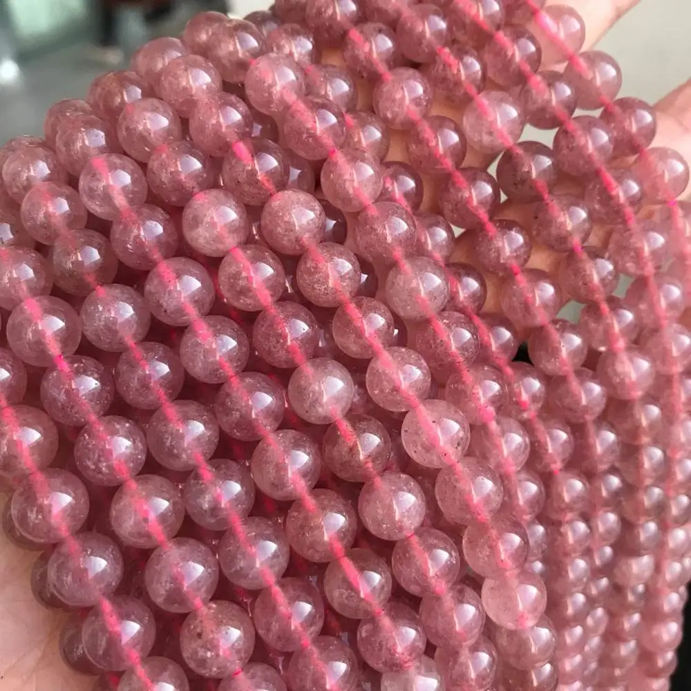 

Nature Stone Strawberry Quartz Round Loose Beads