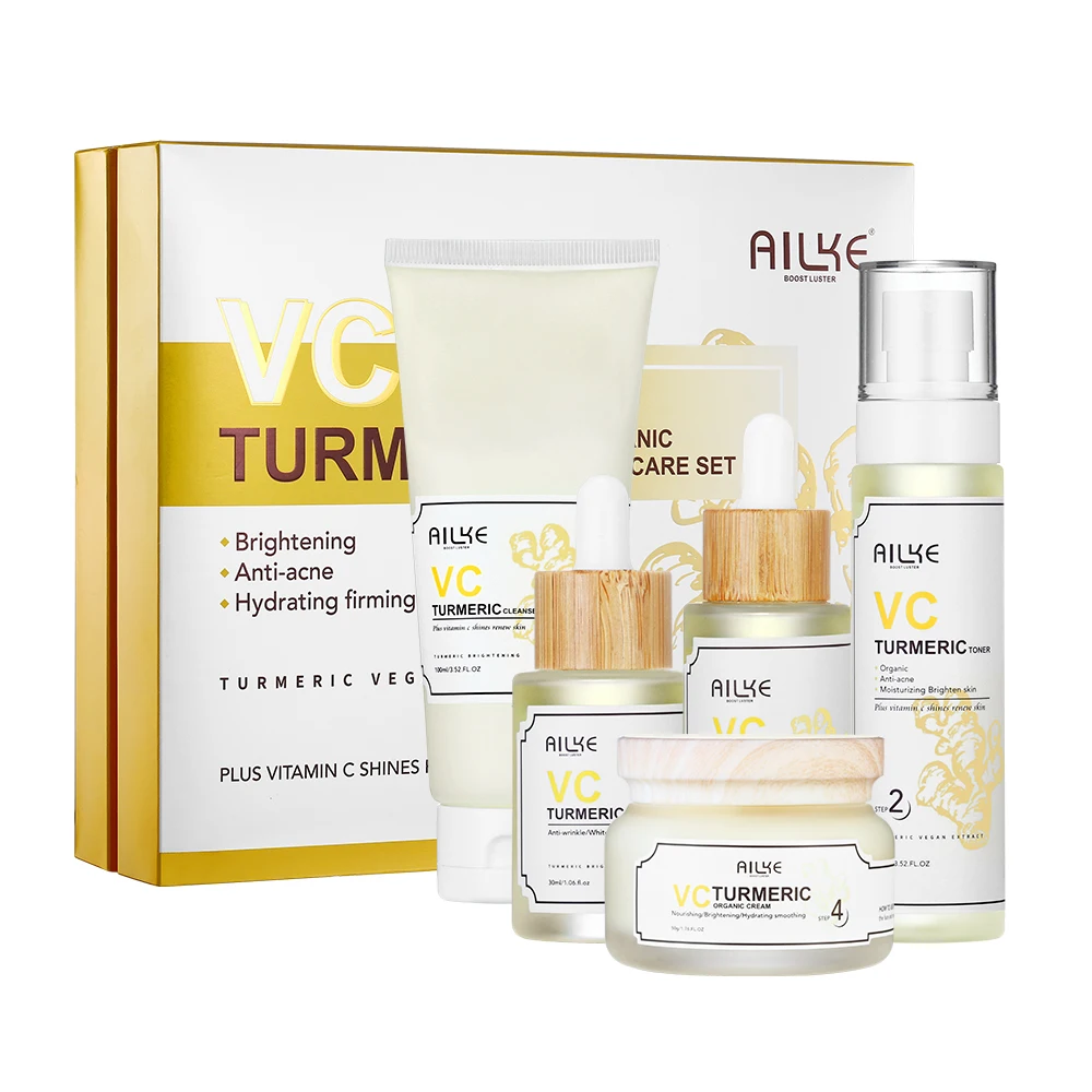 

OEM private label brightening Anti-acne Hydrating firming turmeric CREAM OIL SERUM TONER CLEANSER vitamin c skincare set