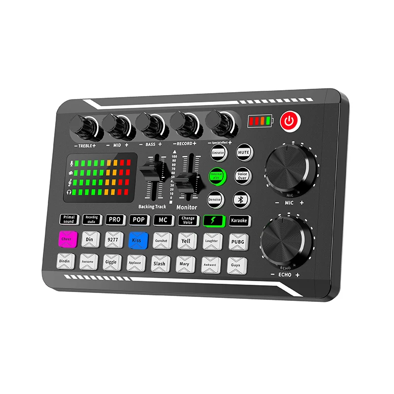 

RGB Lighting USB Recording Audio Console Mixer DJ Controller Mixer for PC Phones Podcast Live Streaming Equipment