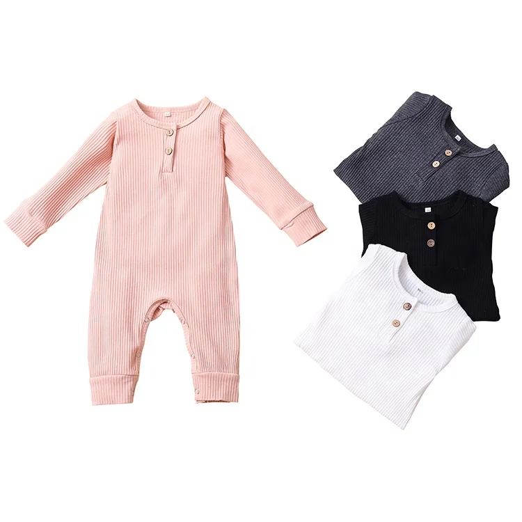 

Unique cotton long sleeve pink casual jumpsuit newborn baby clothes knitted baby romper