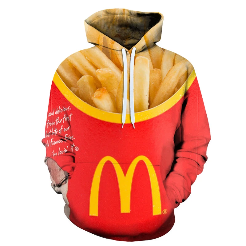 

3D sublimation printing fries pattern hoodie sweater